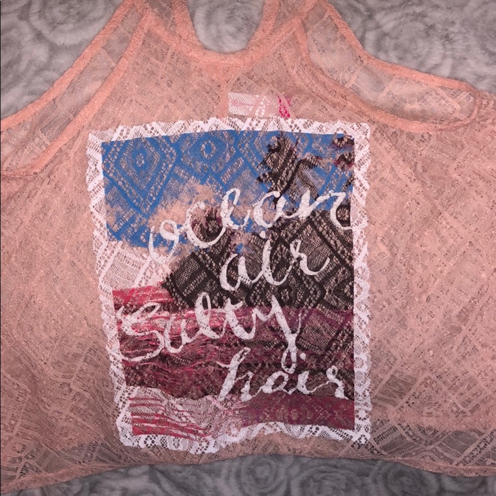 Sleeveless lace top / bathing suit cover up